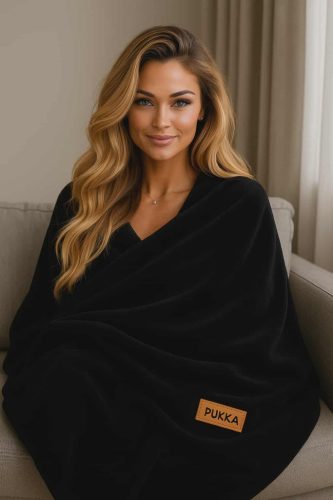 Meleg duplafalú fekete takaró