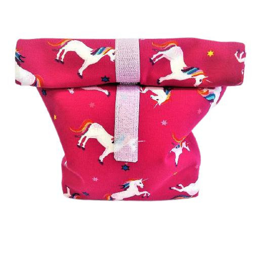 Textil uzsonnás tasak unikornis pink