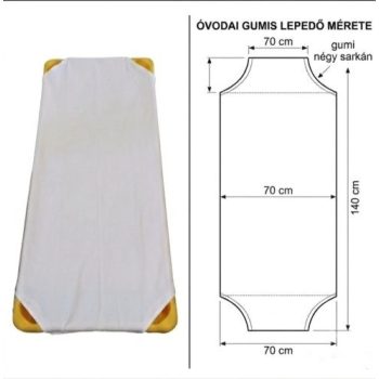 70x140 cm-es ovis sarokgumis lepedő pontos méretezése és technikai rajza